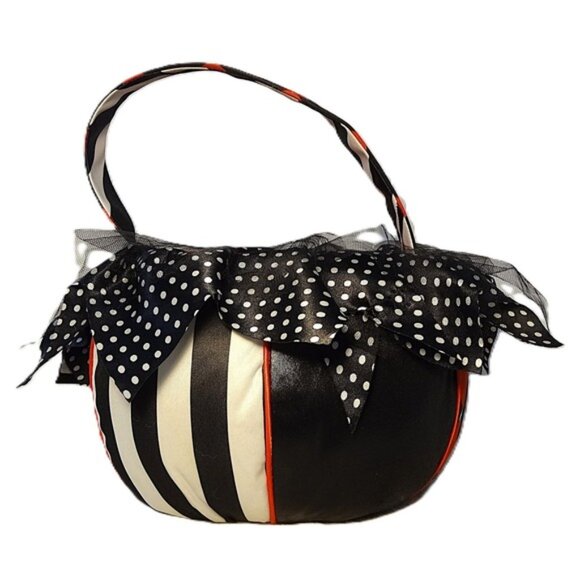 Spirit Halloween Trick or Treat Bag Purse Red Black Diamond Polka Dot Bow - Picture 2 of 9